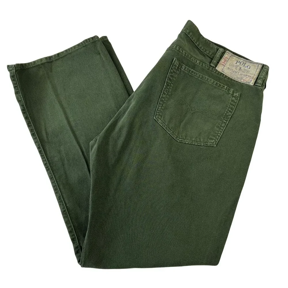 Polo Ralph Lauren Vintage Green Corduroy Pants Men's size 38X30 Bootcut